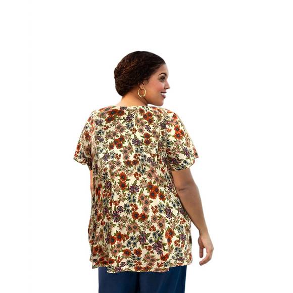 NEW ON THE PLUS SIDE printed scoop neck short sleeve taylor tunic - plus size in - Picture 3 of 3